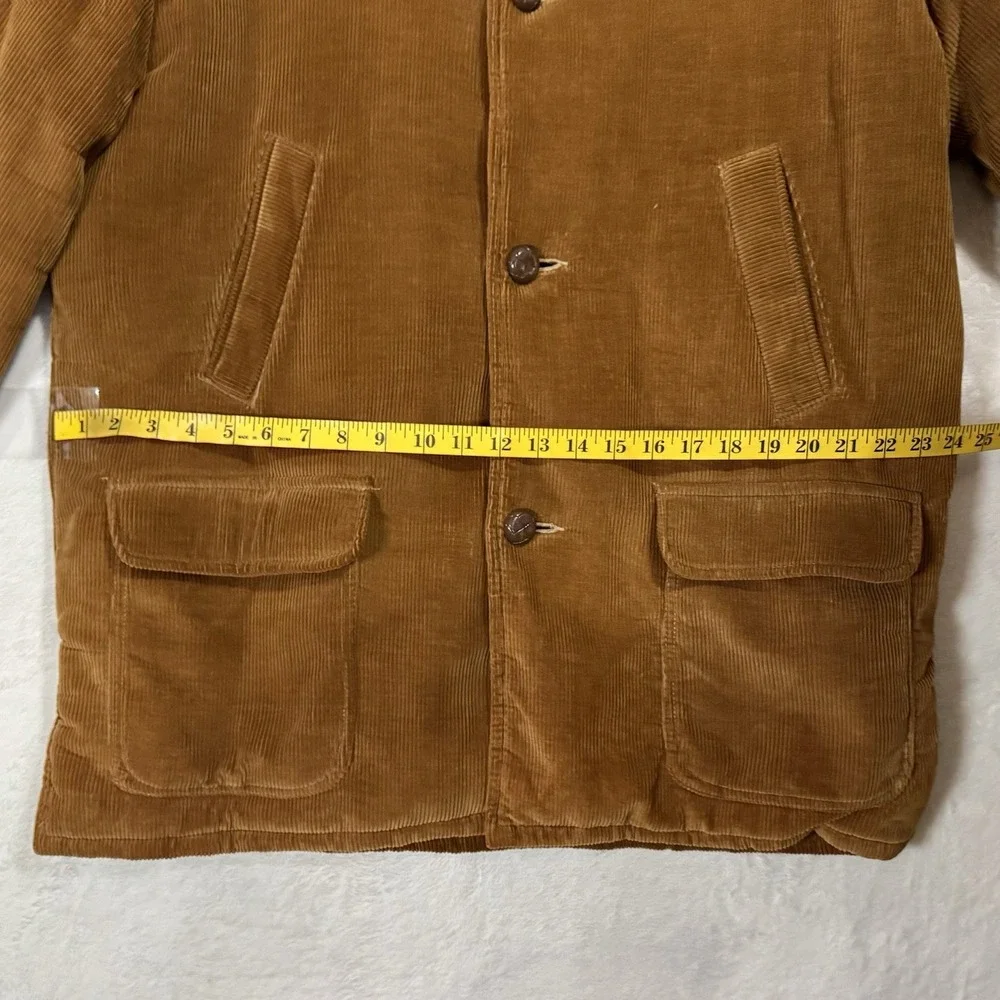 Vintage 70s Brown Corduroy Field Coat‎ XL Puff Quilted Lined Barn Utility Jacket